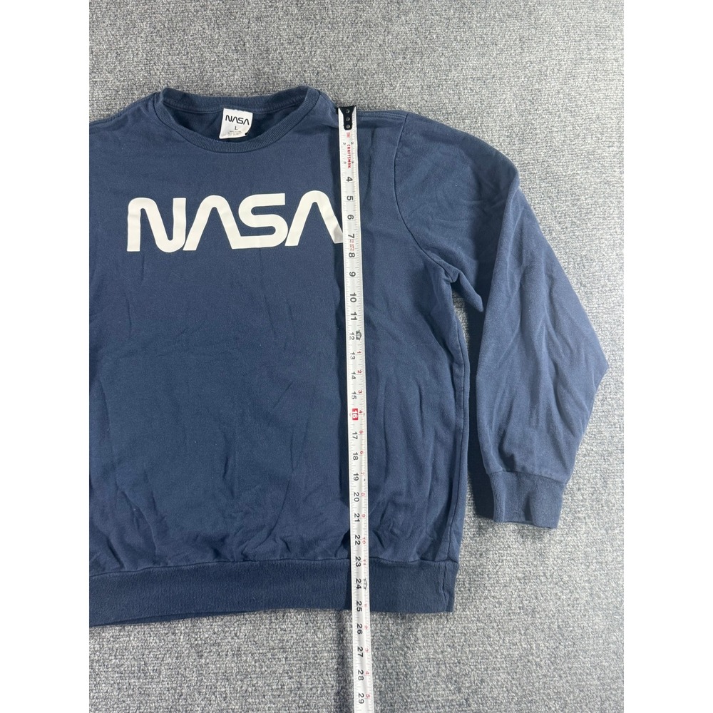 NASA Mens Navy Blue Worm Logo Crewneck Sweatshirt Pullover Size L RN117508 - Picture 4 of 5